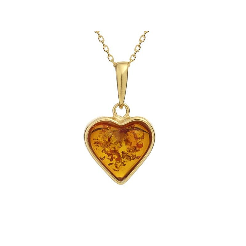 Ciondolo cuore ambra cognac — per portare l'amore