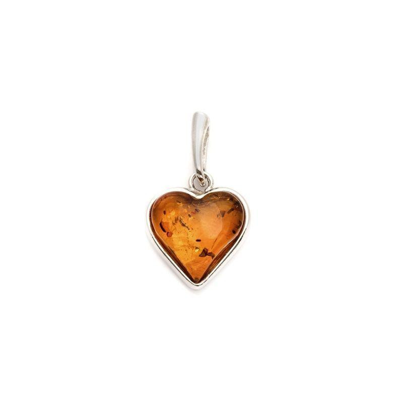 Ciondolo cuore ambra cognac — per portare l'amore dentro