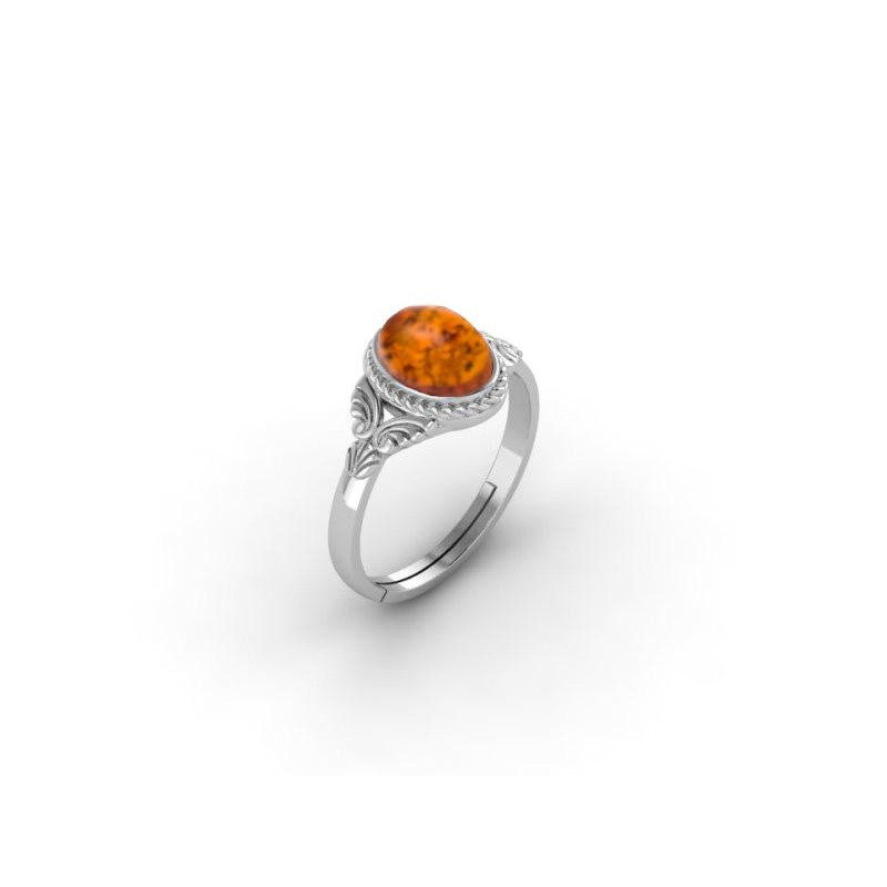 Anello con ambra del Mar Baltico su argento invecchiato 925 — per portare con te la serenità della natura