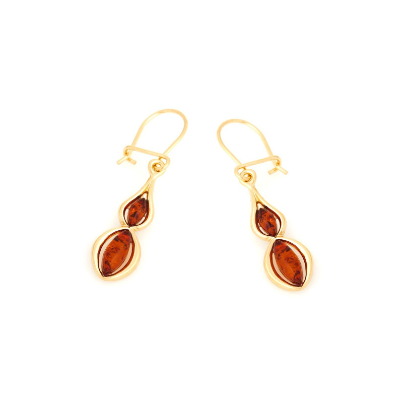 Orecchini in argento 925 dorato con ambra cognac — per celebrare la tua luce