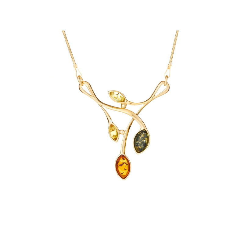 Collana in argento dorato con ambra multicolore — per celebrare la tua luce interiore