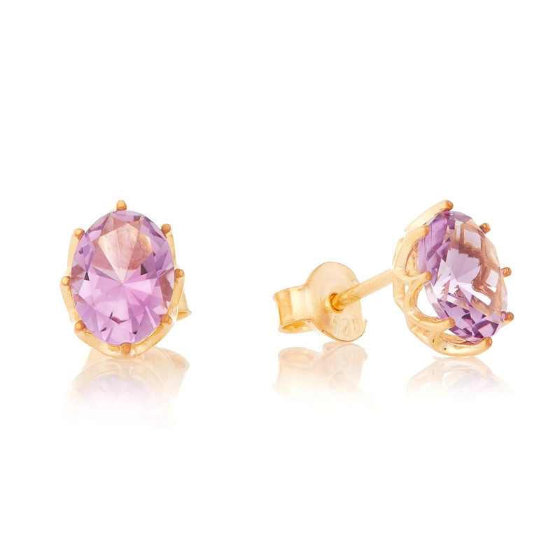 Orecchini con ametista viola naturale, in oro 750 — foto 1