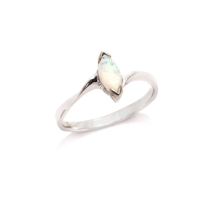 Anello opale navetta australiano bianco — per缨络
