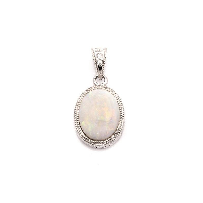 Ciondolo in argento rodiato con opale e zirconio — per custodire la tua luce interiore