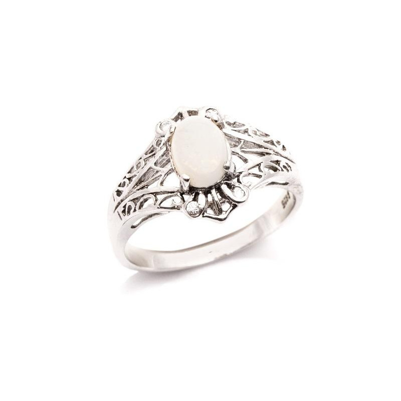 Anello opale bianco australiano ovale — per portare la pietra della verità