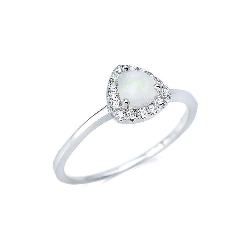 Anello triangolare con opale e zirconio — per ricordare l'essenza