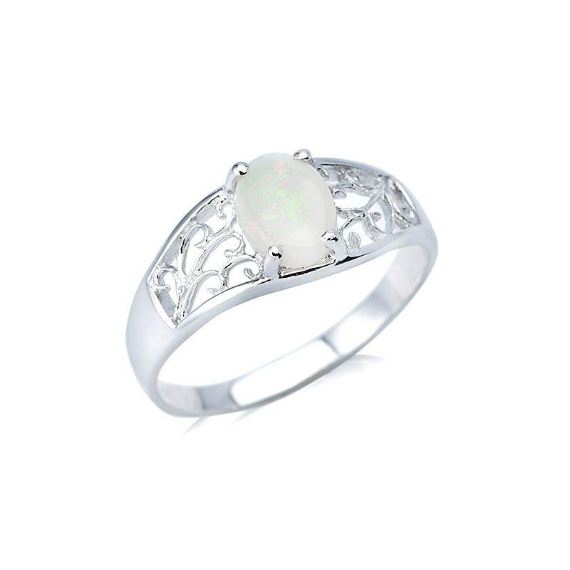Anello opale bianco australiano ovale — per immortalare la pietà della natura