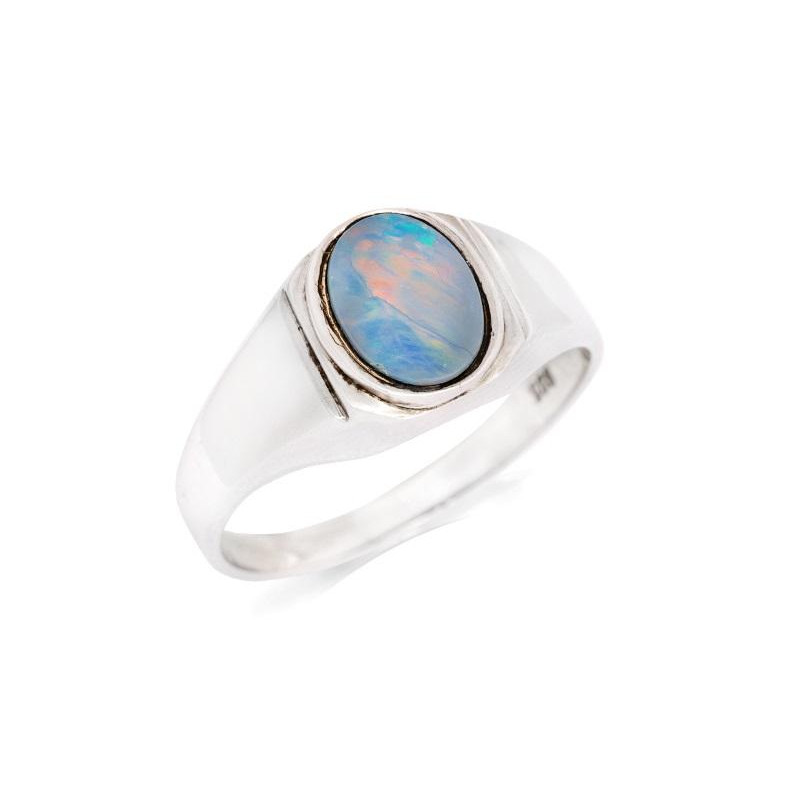 Anello sigillo opale bianco australiano ovale — per portare l'integrità