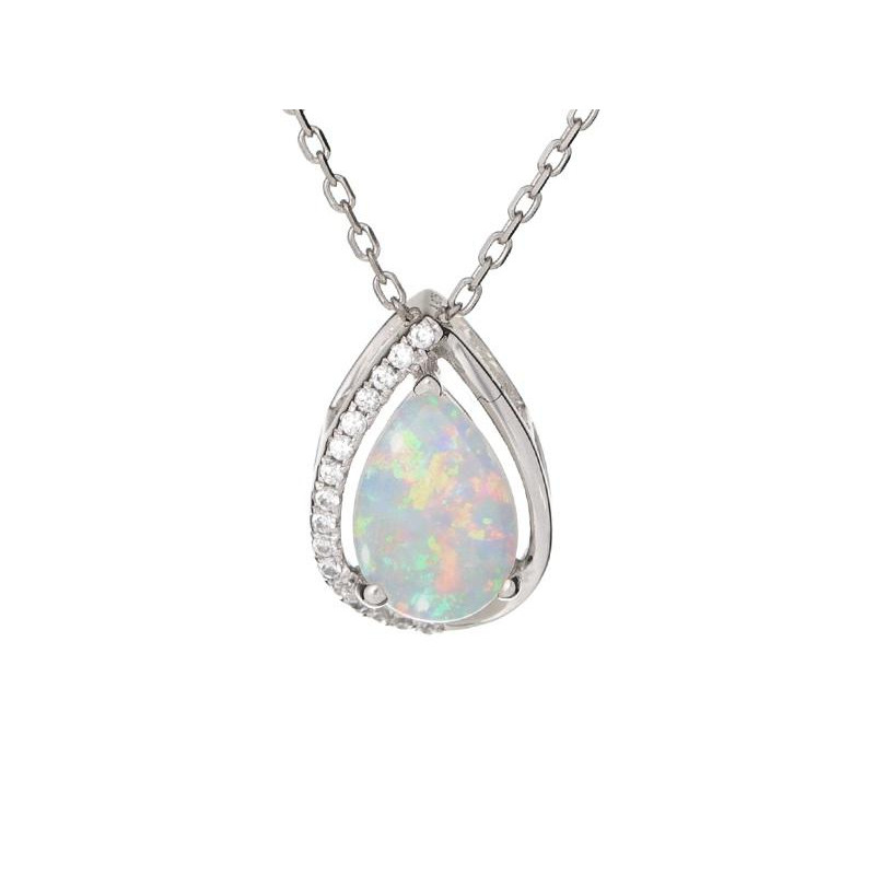 Ciondolo in argento rodiato con opale e zirconio — per custodire la tua luce interiore