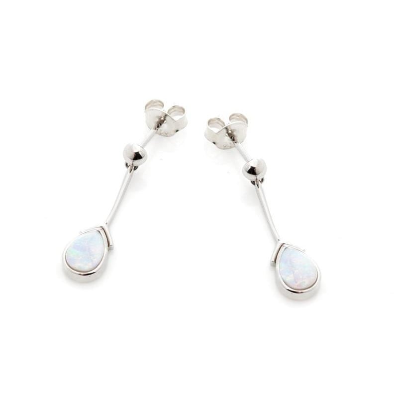 Orecchini goccia opale bianco, pura eleganza — foto 1