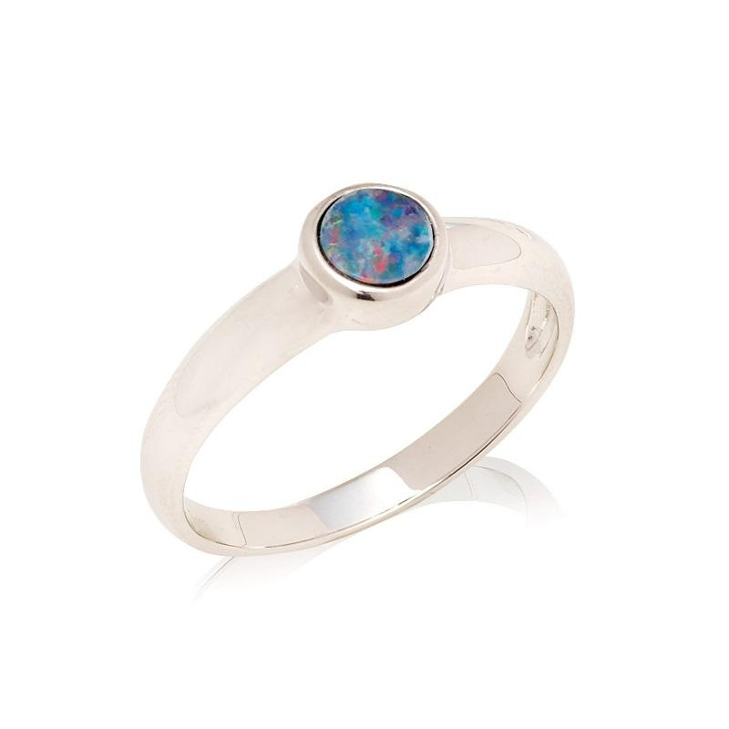Anello opale blu tondo australiano — per racchiudere il mare