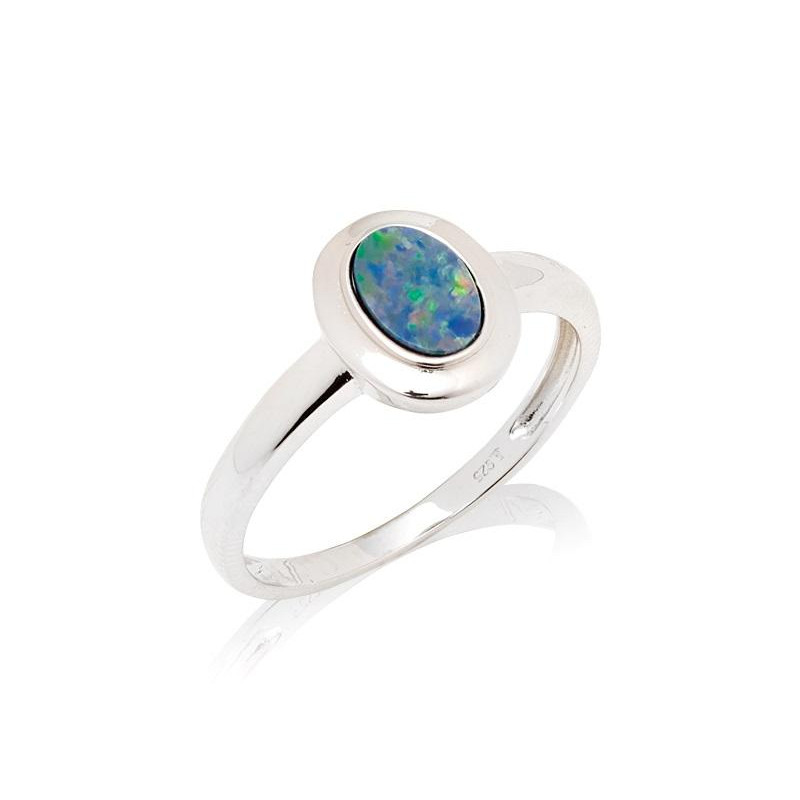 Anello opale blu ovale — per evocare l'infinito