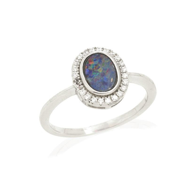 Anello opale e zirconio — per racchiudere la luce del cuore