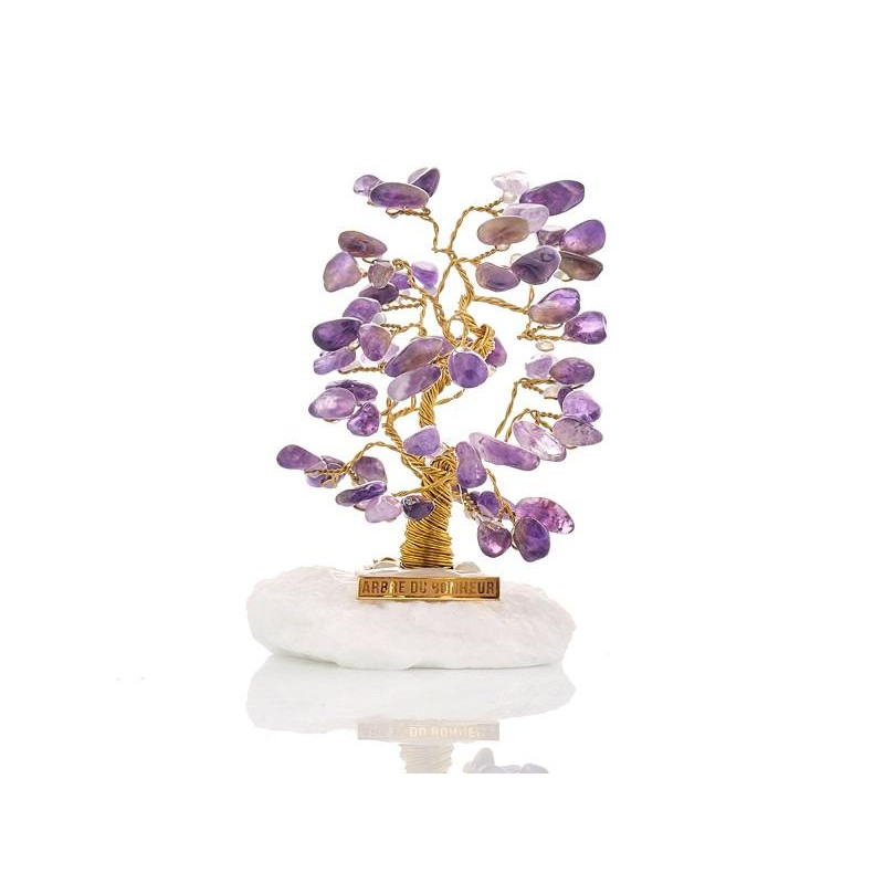 Albero della felicità con ametista e marmo greco — per un tocco di eleganza in casa