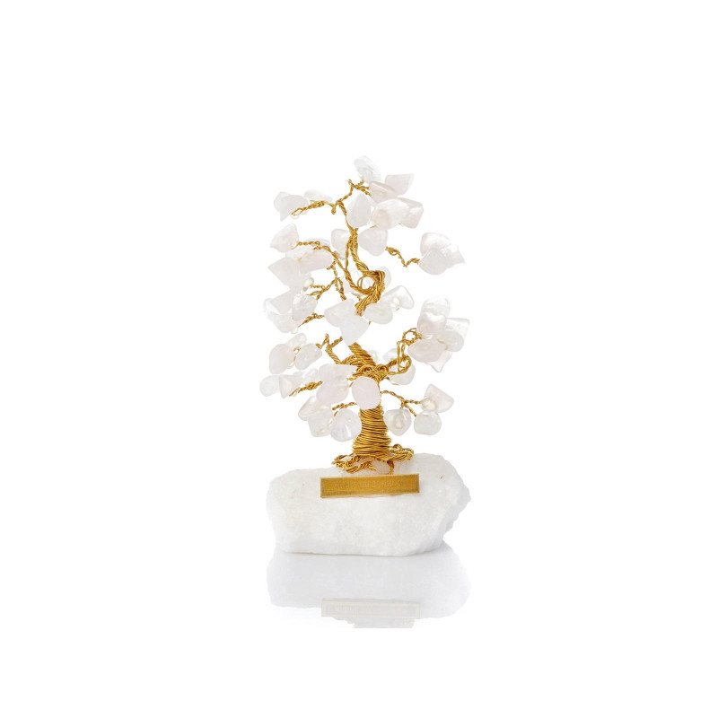 Albero della felicità con quarzo rosa e marmo greco — un tocco di serenità per il tuo spazio.
