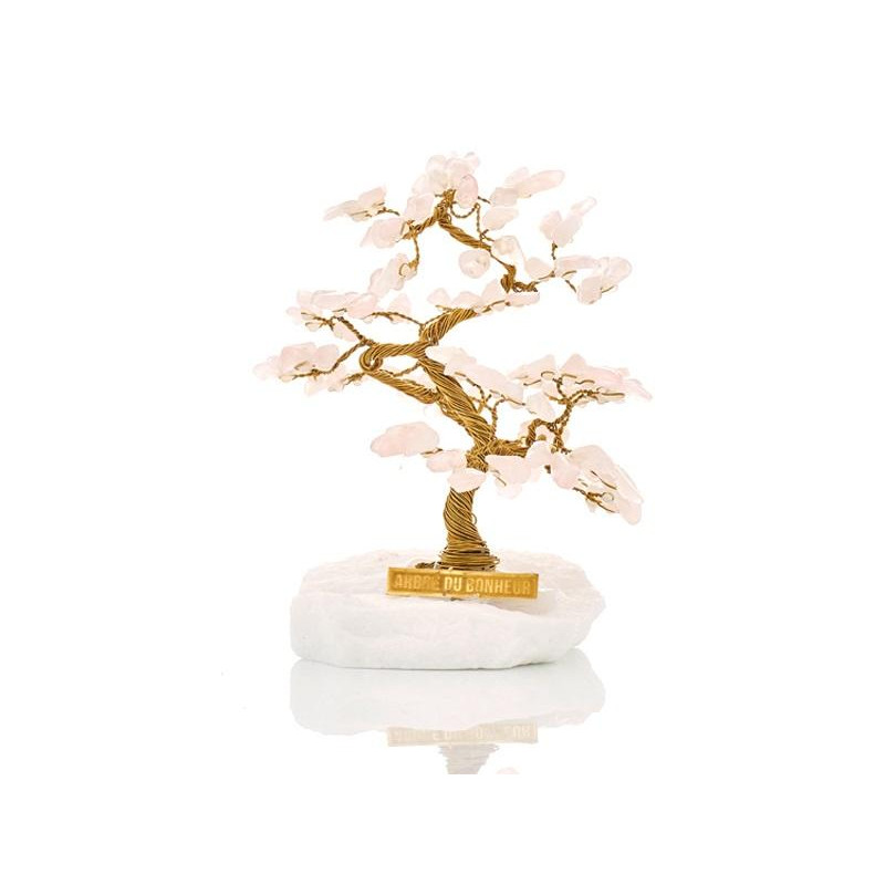 Albero della felicità con quarzo rosa e marmo greco — per un angolo sereno e accogliente