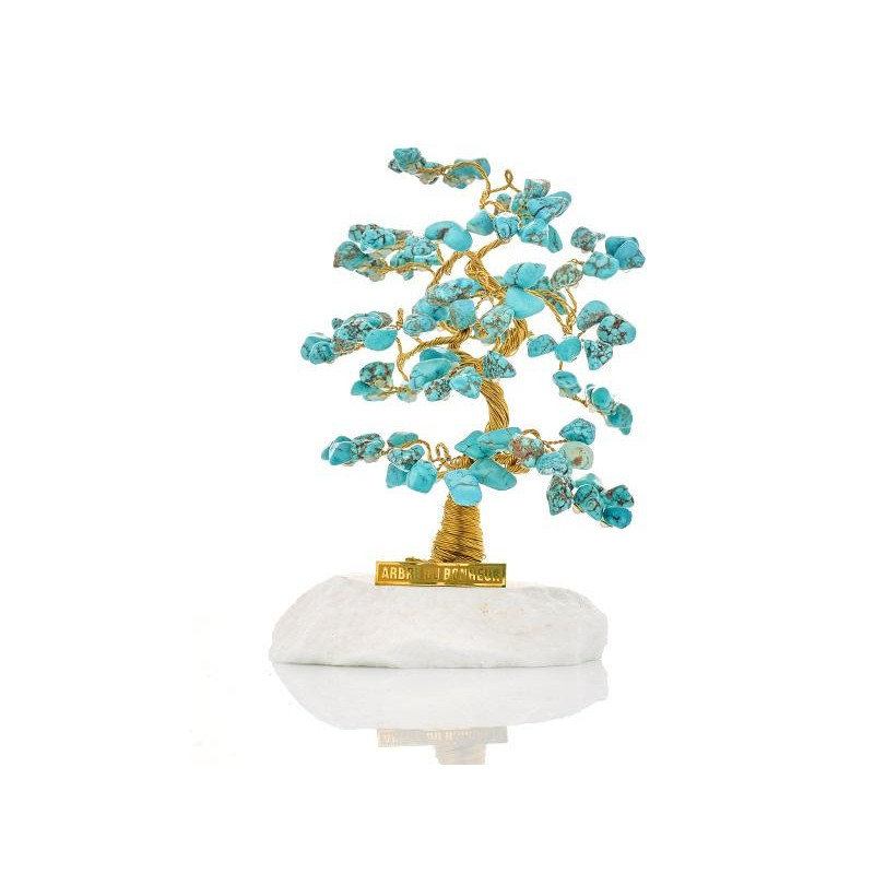 Albero della felicità in turchese e marmo greco per un angolo elegante — Accoglie la serenità in casa