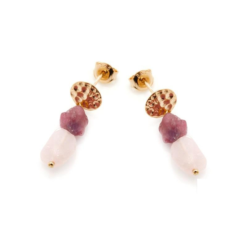 Orecchini quarzo rosa e tormalina — per portare dolcezza