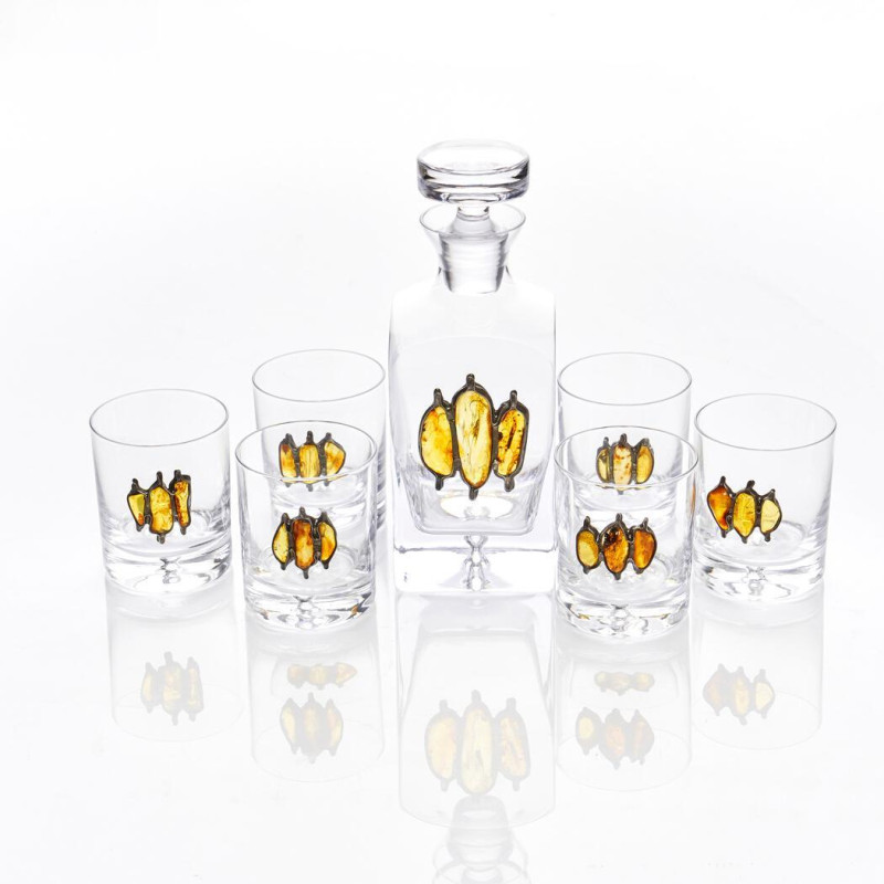 Set di bicchieri da whisky in cristallo con intarsi d'ambra per un tocco elegante in ogni stanza — per rendere unico l'a