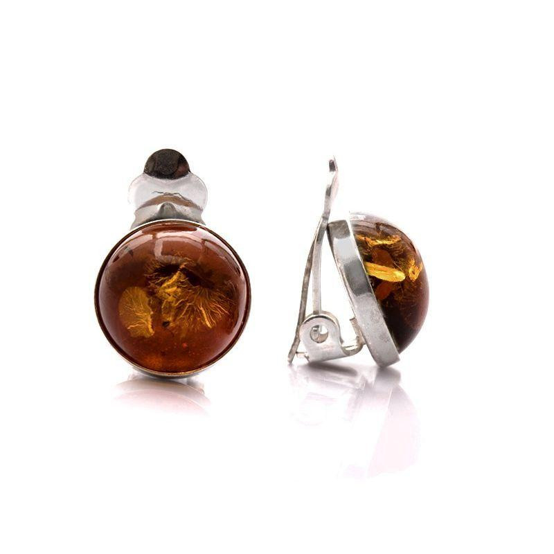 Orecchini a clip ambra cognac — per evocare ricordi dolci