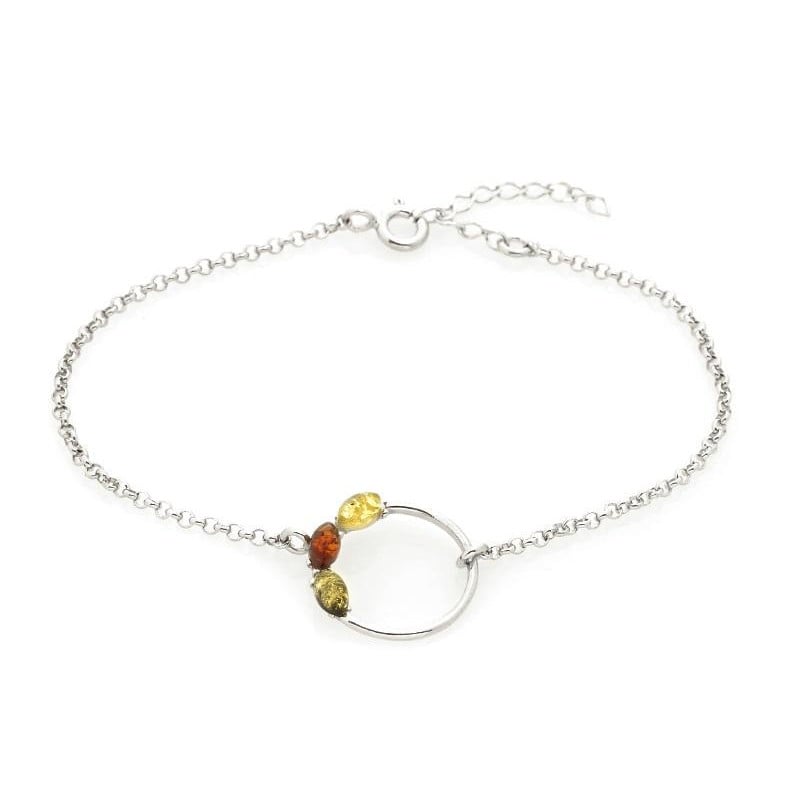 Bracciale in argento rodiato con ambra a navetta multicolore — per celebrare la tua unicità