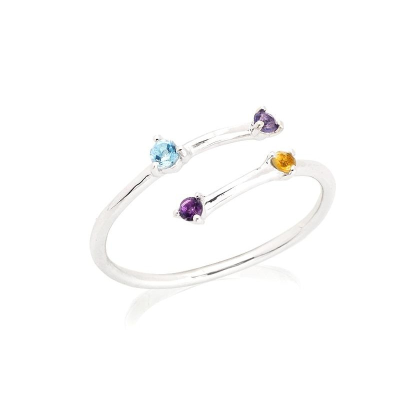 Anello tondo multipietra — topazio multicolore naturale, argento 925 rodiato — per condividere i tuoi gioiri