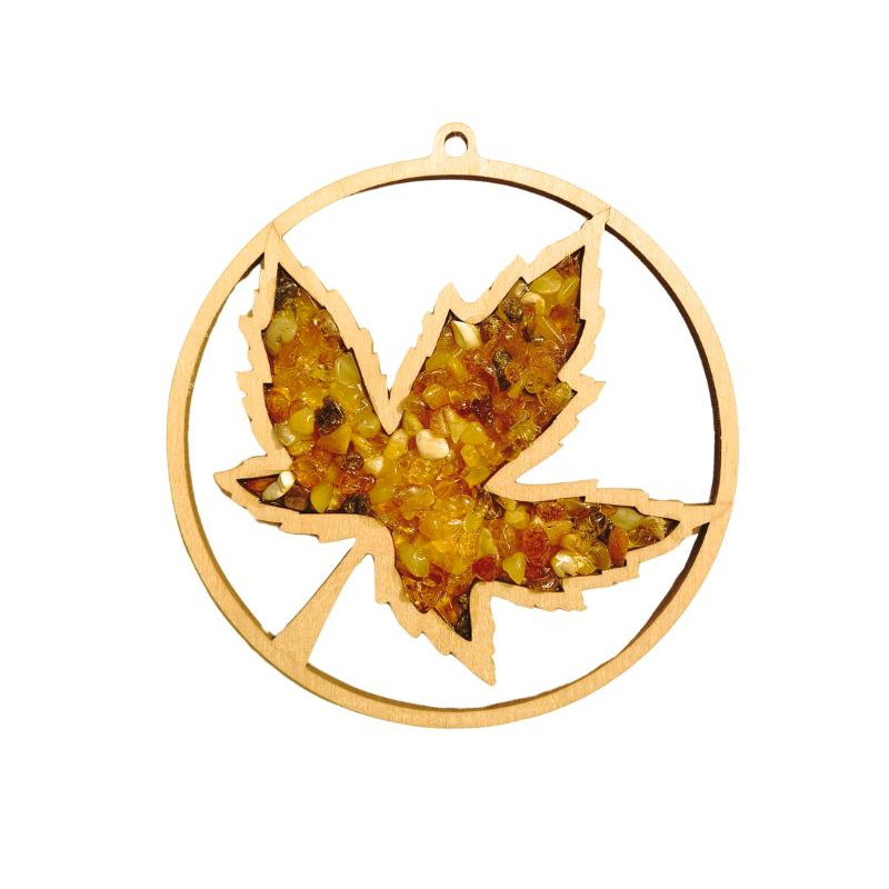 Piatto di ricarica decorativo in foglia d'acero con betulla e ambra, 11 cm - un tocco di natura sulla scrivania per ambi