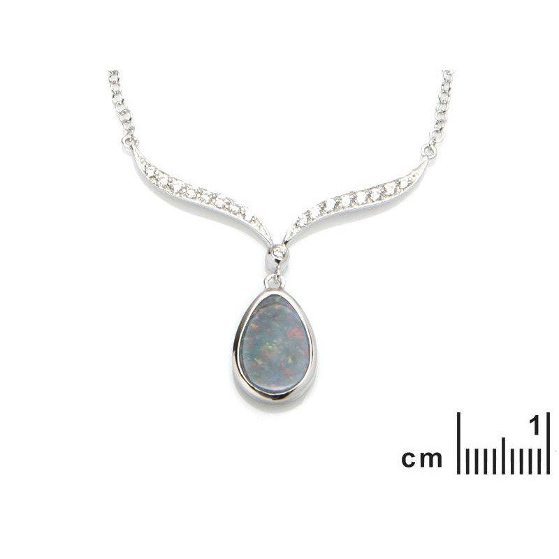 Collana in argento rodiato con opale e zircone — per illuminare ogni tuo gesto — foto 1