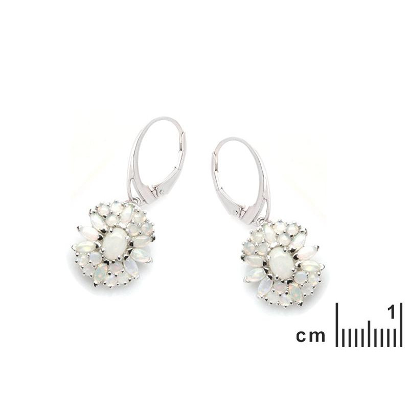 Orecchini in argento rodiato con opale bianco naturale — per custodire luce interiore — foto 1