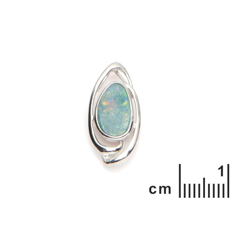 Ciondolo in argento rodiato con opale blu ovale australiano — per custodire la tua pace — foto 1