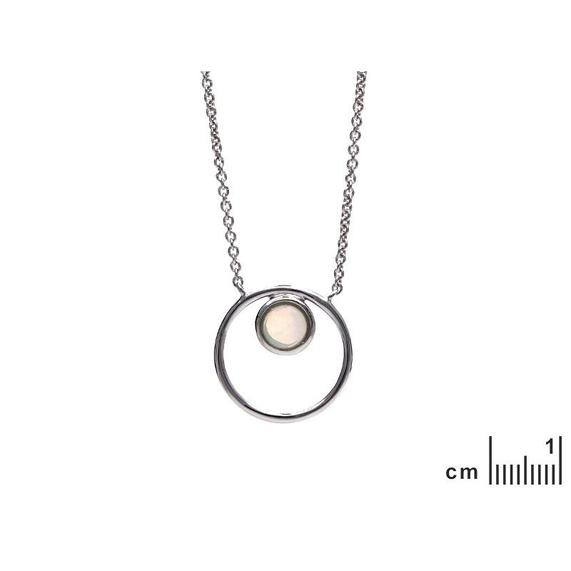 Collana in argento rodiato con opale bianco tondo, per custodire la tua luce interiore — foto 2