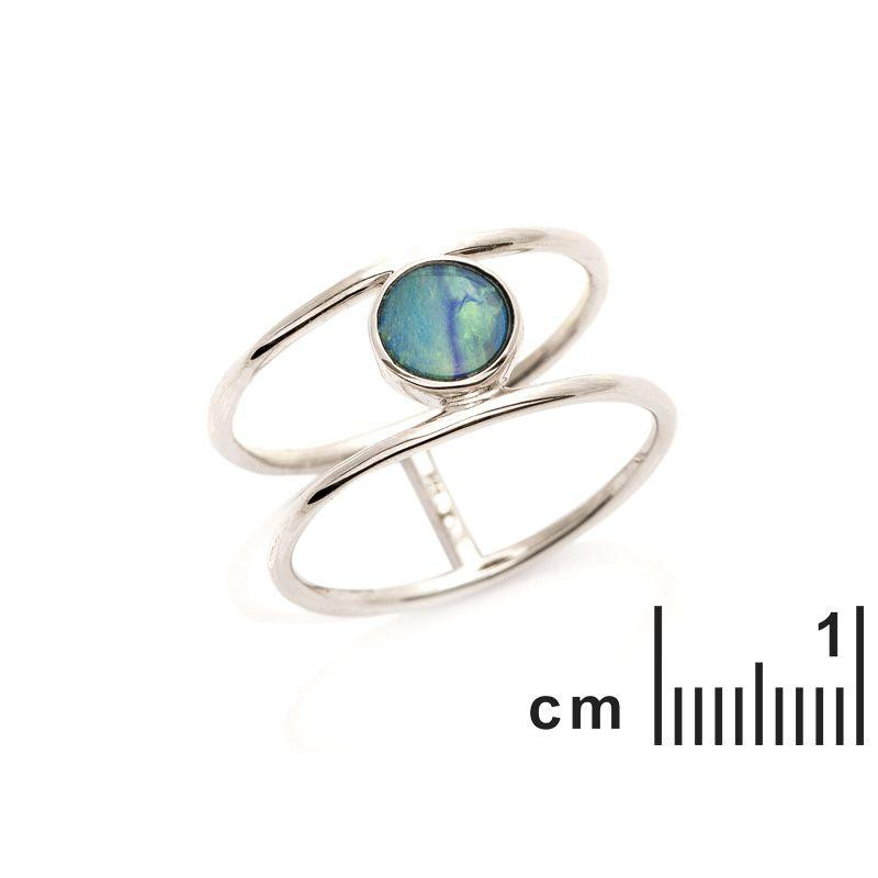 Anello opale blu tondo australiano — per evocare l'oceano — foto 1