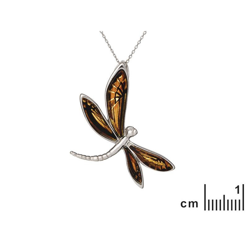 Ciondolo libellula ambra multicolore — per portare l'estate con te — foto 1