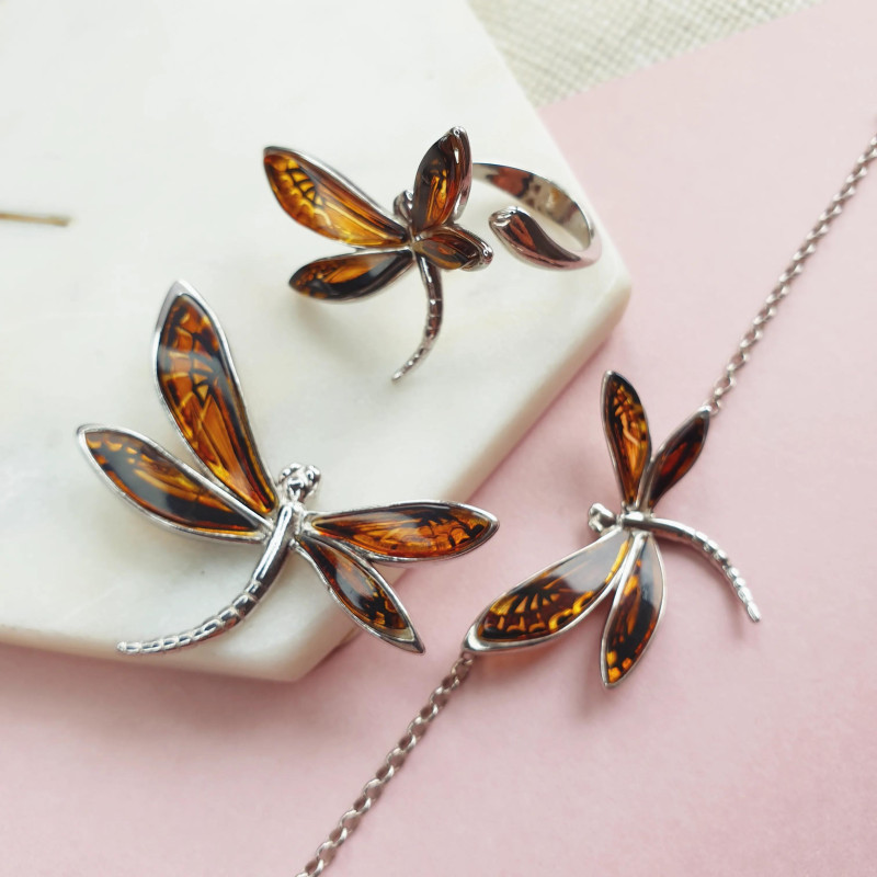 Ciondolo libellula ambra multicolore — per portare l'estate con te — foto 2