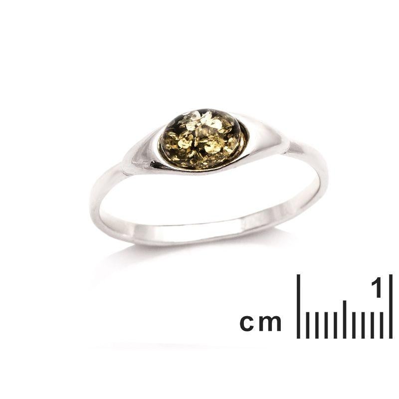 Anello in argento rodiato con ambra verde del Mar Baltico — per custodire la tua unicità — foto 1