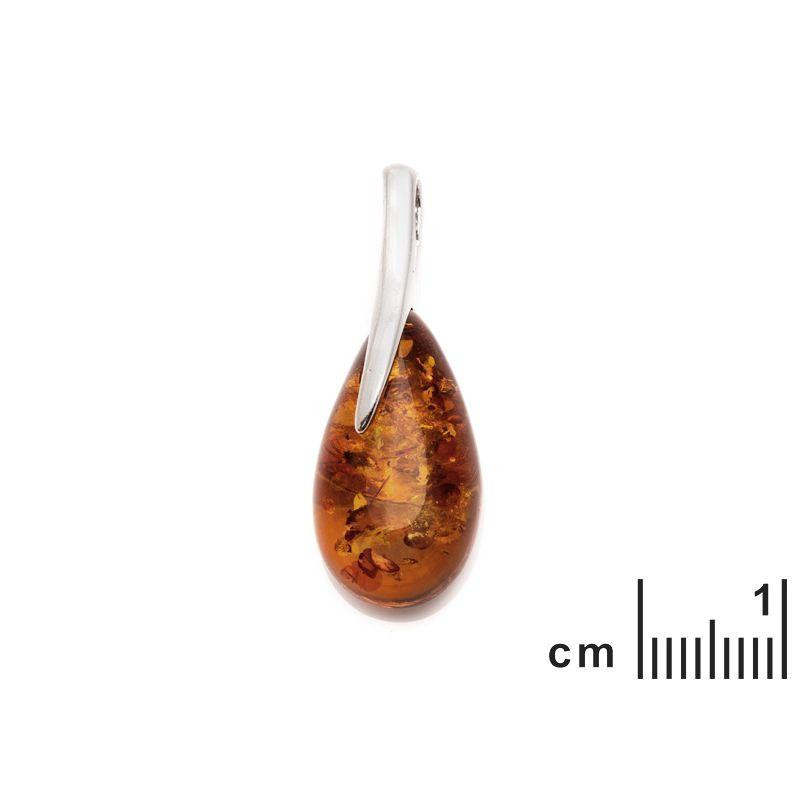 Ciondolo con goccia di ambra cognac, argento 925 rodiato - Per indossare la ricchezza della memoria — foto 1