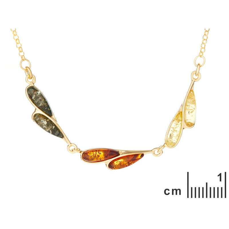Collana in argento dorato 925 con ambra multicolore, 42 cm — per custodire la luce dei ricordi — foto 1