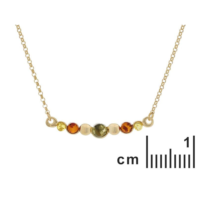 Collana in argento dorato 925 con ambra multicolore, 42 + 4 cm — per celebrare la tua unicità — foto 1