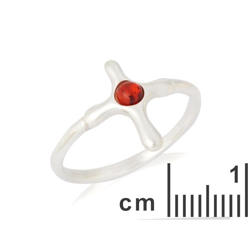 Anello croce ambra cognac — per legare il tuo spirito — foto 1