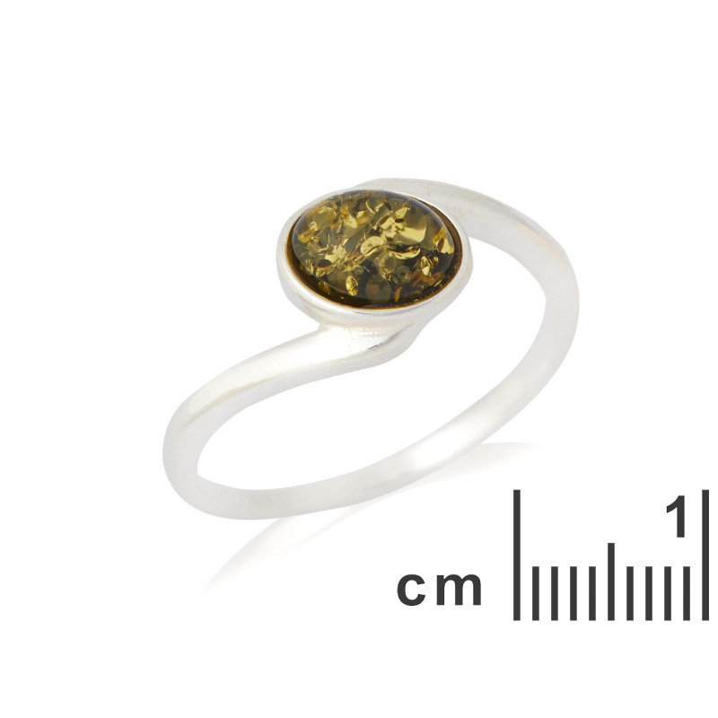 Anello in argento rodiato con ambra verde del Mar Baltico — per custodire la tua eleganza — foto 1