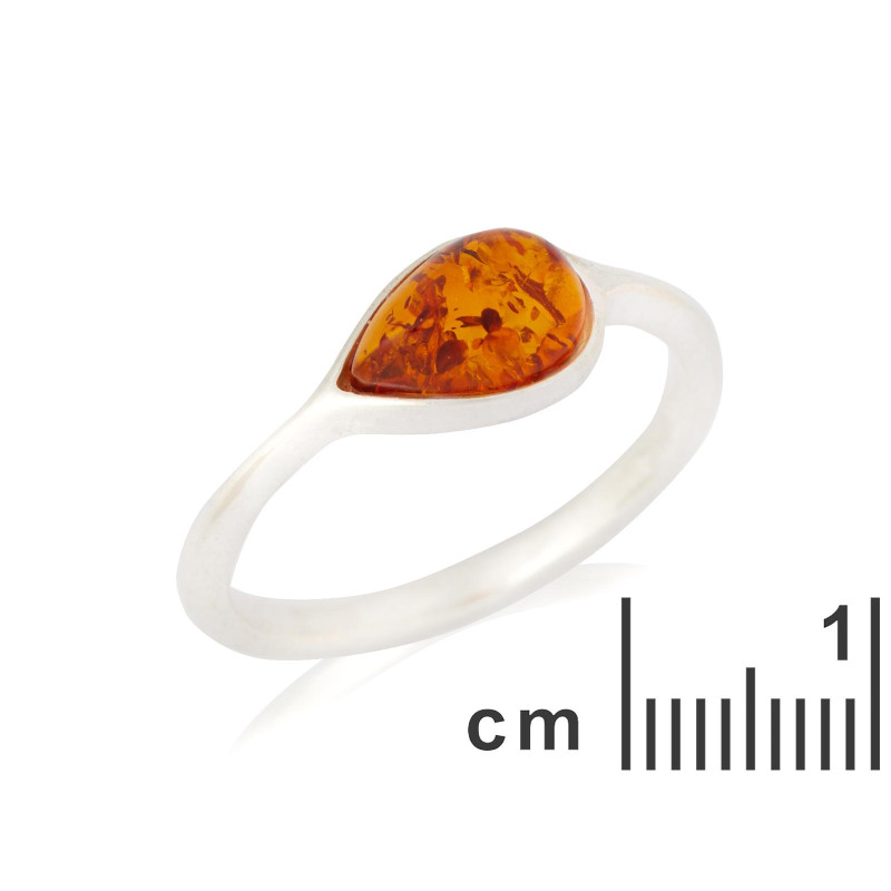 Anello in argento con ambra dal Mar Baltico — per ricordare le bellezze naturali — foto 1