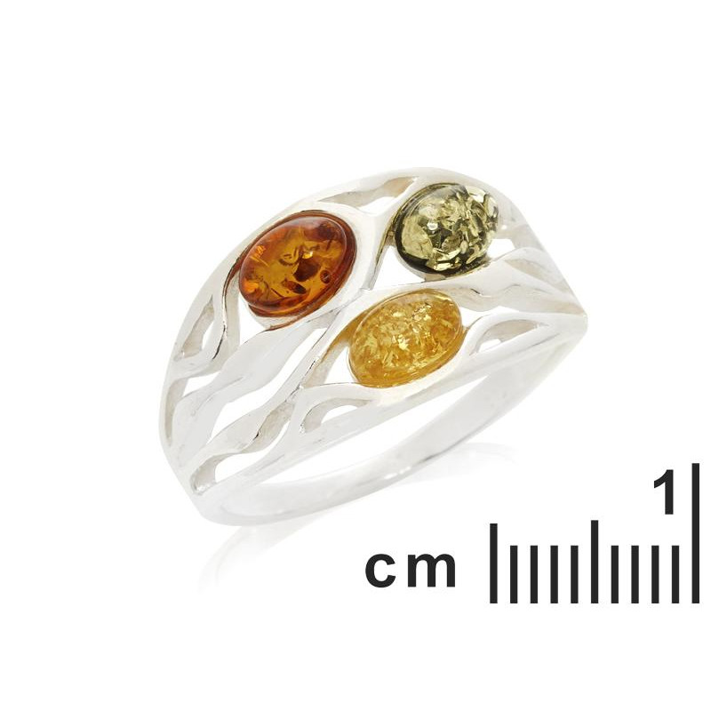 Anello con ambra di ambra del Mar Baltico ovale in argento rodiato — per portare con te un ricordo naturale — foto 1