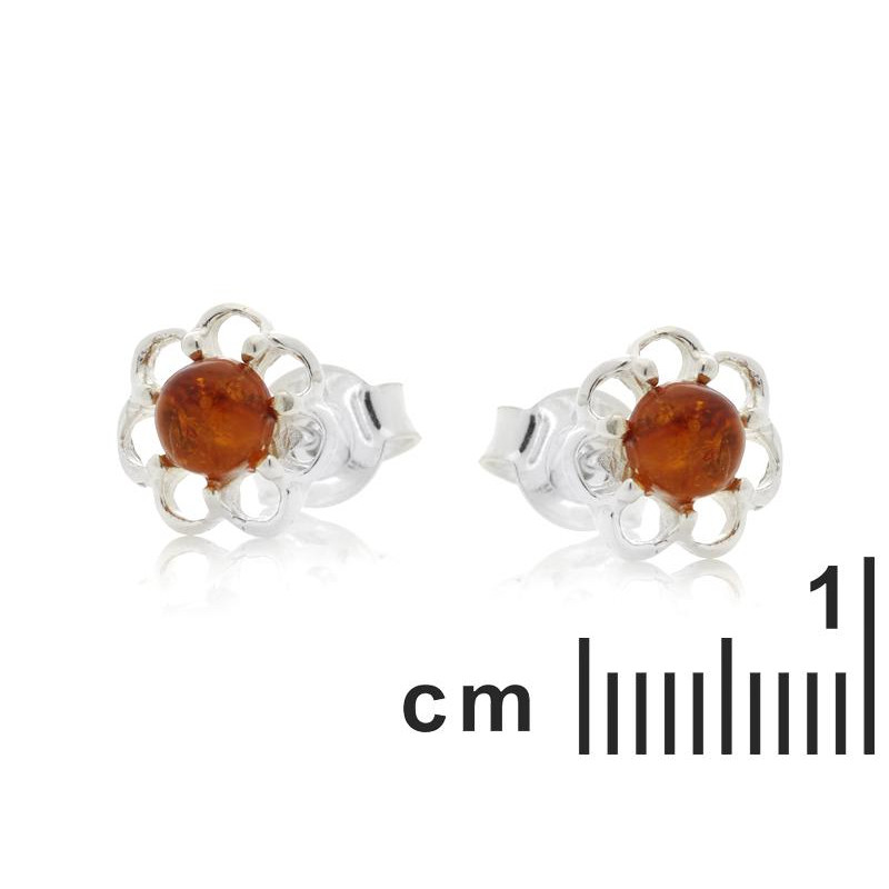 Orecchini in argento rodiato con ambra cognac — per custodire la tua luce interiore — foto 1