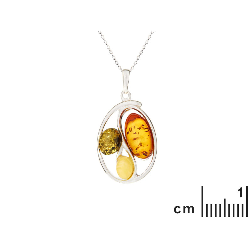 Ciondolo in argento rodiato con ambra multicolore — per custodire la tua luce — foto 1