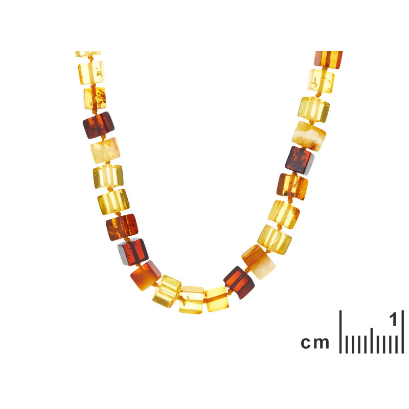 Collana con cubo di ambra naturale multicolore del Mar Baltico, 50 cm — per custodire la luce dei ricordi — foto 1
