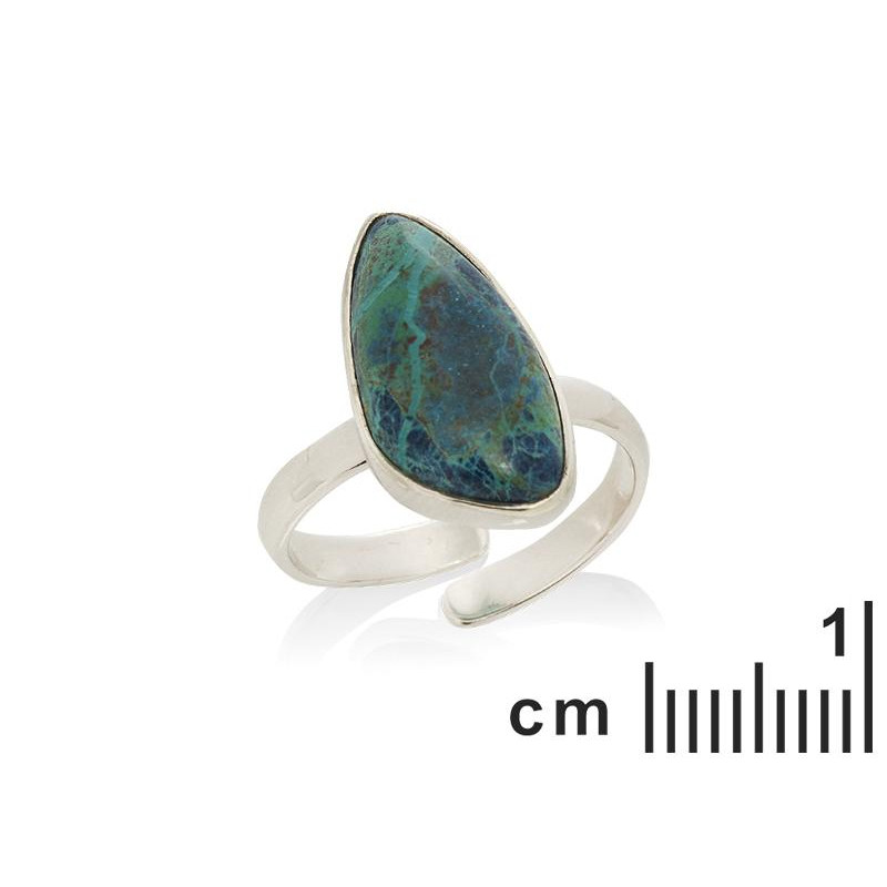 Anello in argento 925 rodiato con shattuckite blu naturale — per custodire la tua serenità — foto 1