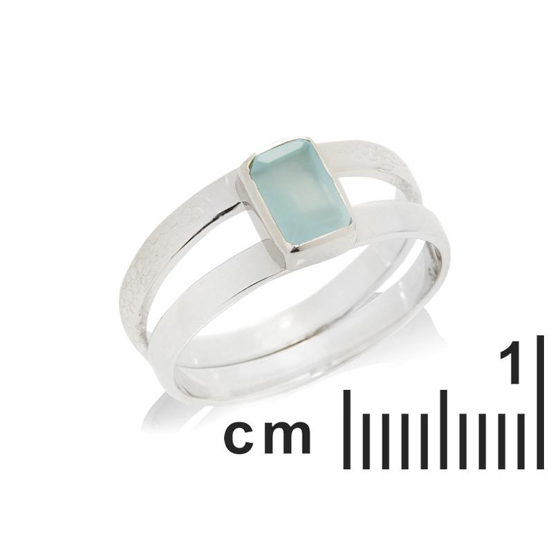 Anello con calcedonio blu naturale — per custodire i tuoi sogni — in argento 925 rodiato — foto 1