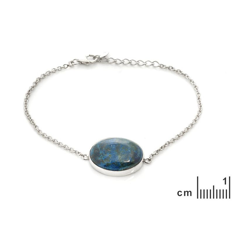 Bracciale in argento rodiato con pietra blu shattuckite — per ricordare la tua forza interiore — foto 1