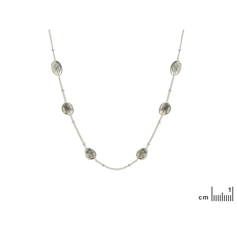 Collana in argento 925 rodiato con labradorite multicolore — foto 2