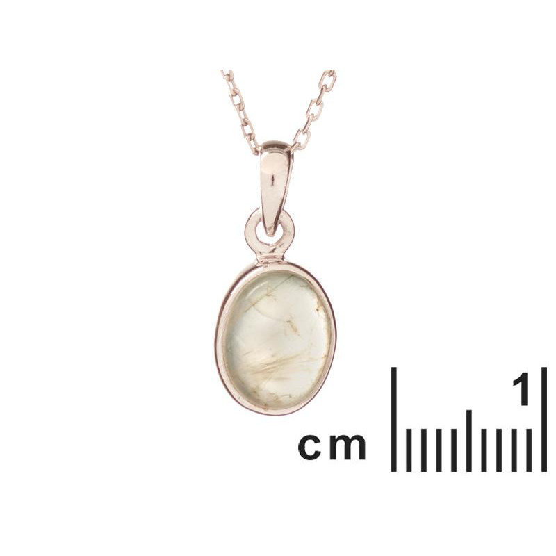 Ciondolo in argento rodiato con prehnite verde ovale — per custodire serenità — foto 1